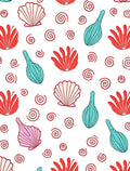 Coral Turquoise Seashell Spiral Ensemble Rug