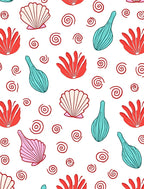Coral Turquoise Seashell Spiral Ensemble Rug