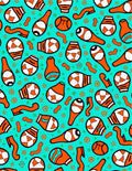 Orange White Teal Organic Flow Rug