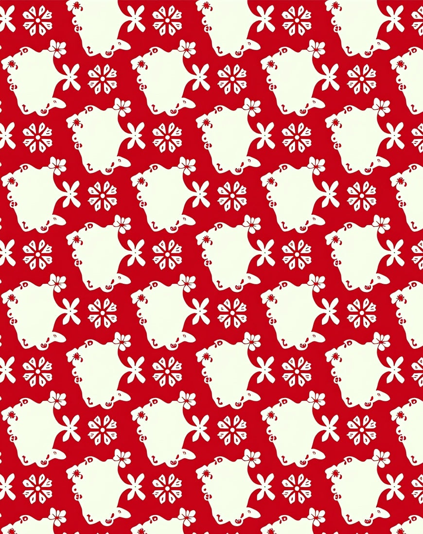 Crimson Cream Floral Blossom Medallions Rug