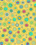 Whimsical Sunny Yellow Circle Collage Rug