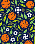 Orange Basketball Soccer Leaf Medley Rug