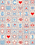 Red White Blue Graphic Geometric Icons Rug