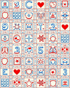 Red White Blue Graphic Geometric Icons Rug