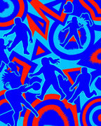 Abstract Blue Orange Figures Circles Rug