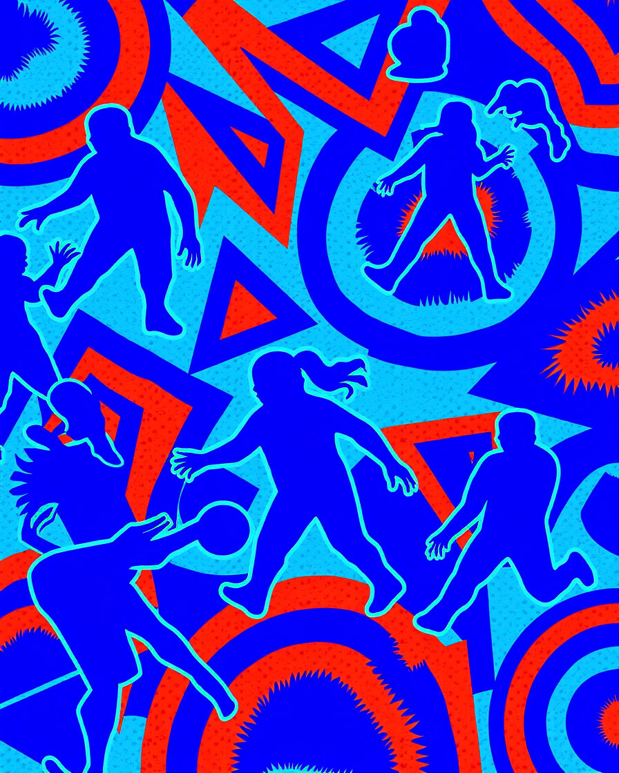 Abstract Blue Orange Figures Circles Rug