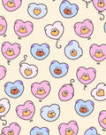 Playful Pink Blue Bear Heart Balloons Rug