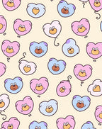 Playful Pink Blue Bear Heart Balloons Rug