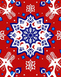 Crimson Starburst Medallion White Blue Rug