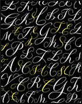 Monogram Black White Yellow Script Letters Rug