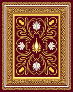 Rich Burgundy Floral Gold Medallion Rug