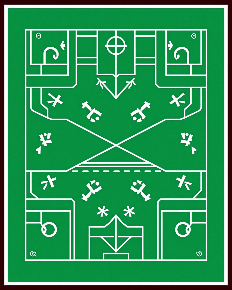 Green White Abstract Geometric Field Rug