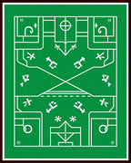 Green White Abstract Geometric Field Rug