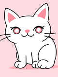 Cute White Cat Pink Background Simple Rug