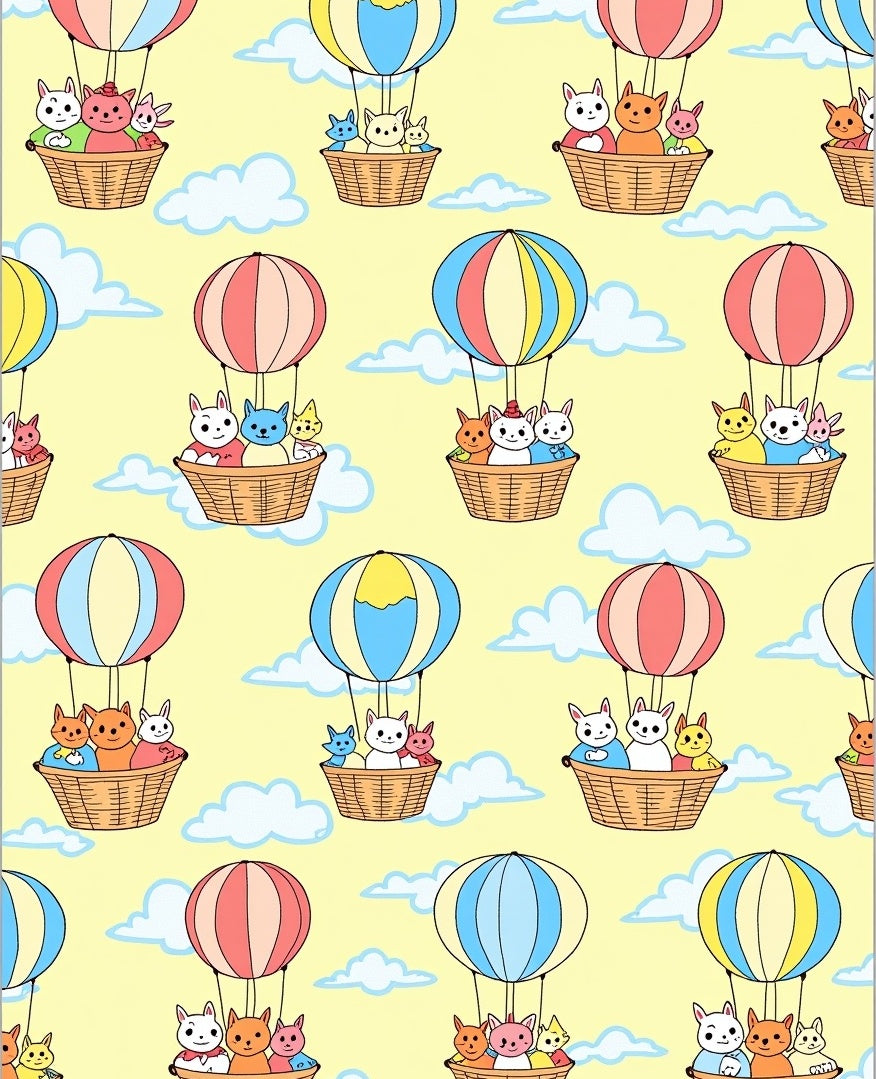 Cute Cats Hot Air Balloon Adventure Rug