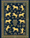Antique Gold Woodland Animal Medallion Rug