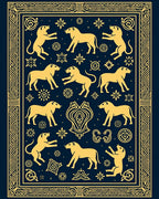 Antique Gold Woodland Animal Medallion Rug
