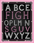 Chalkboard Alphabet Pink Border Rug