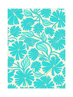Vibrant Aqua Floral Vines Rug