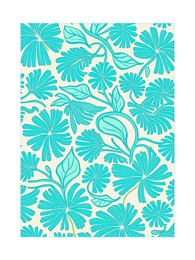 Vibrant Aqua Floral Vines Rug