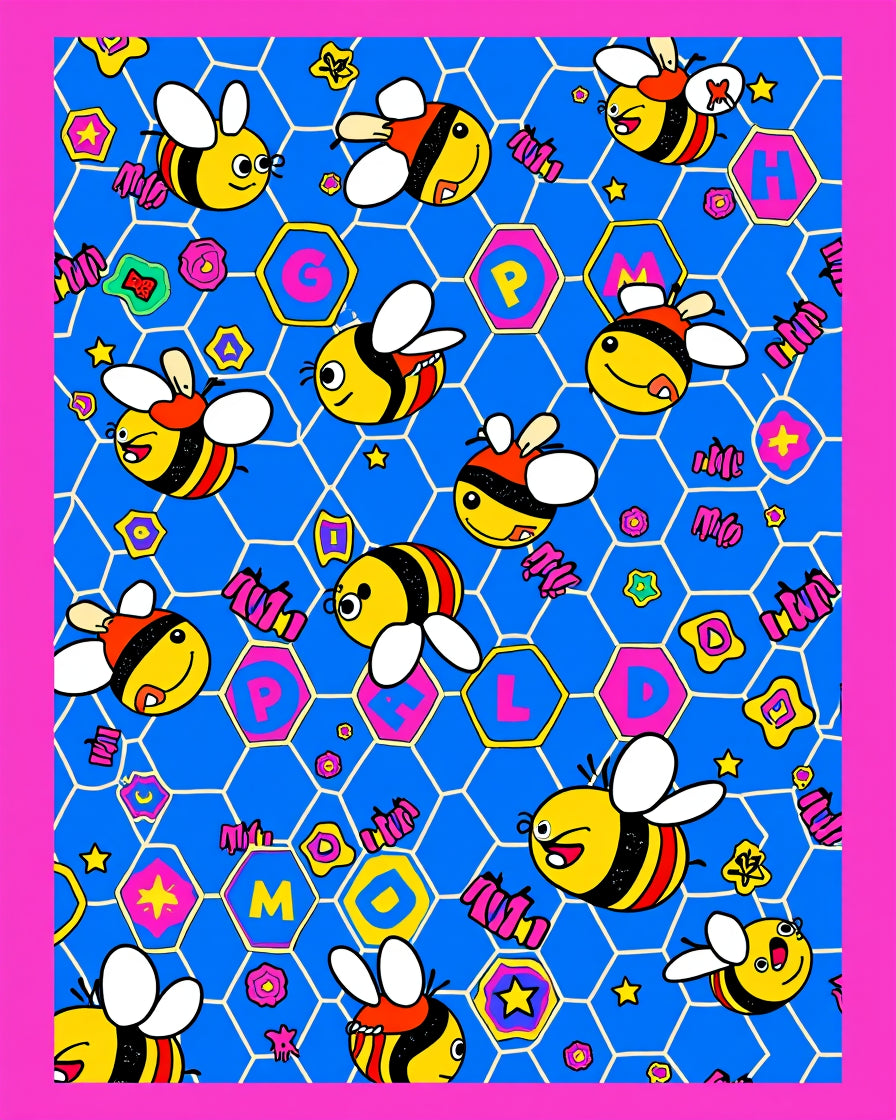 Playful Bee Hive Kids Honeycomb Rug