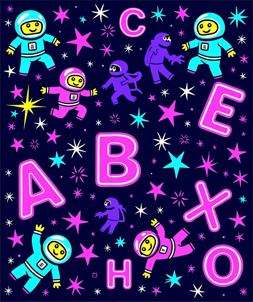 Cosmic Astronauts and Letters Rug