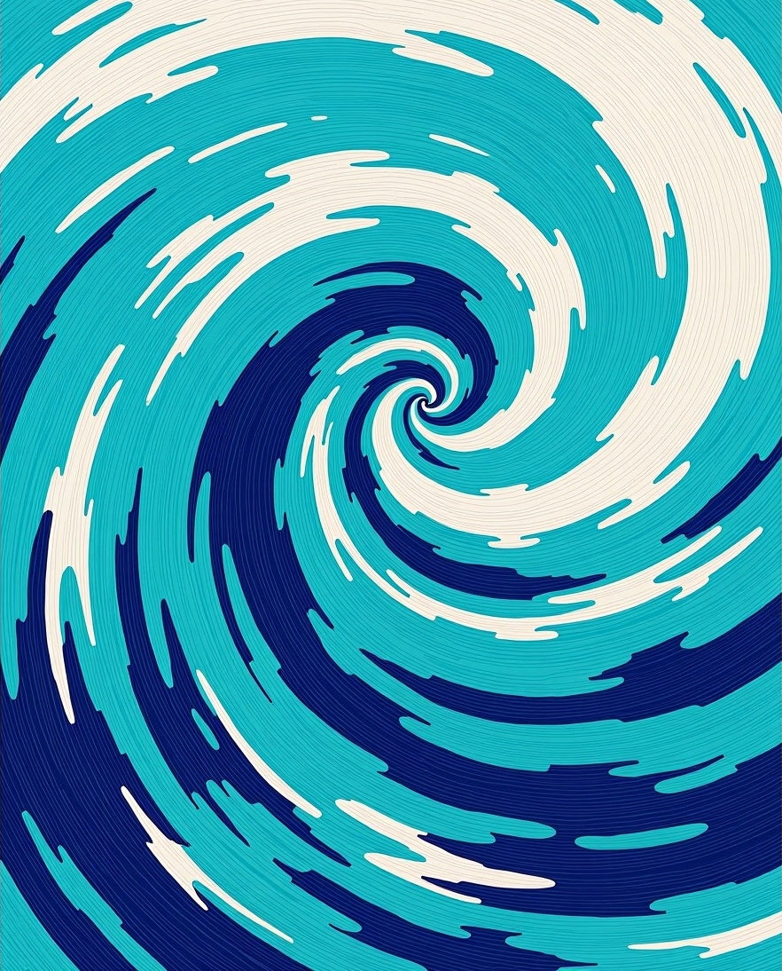 Deep Blue Swirling Water Effect Rug