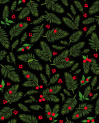 Winter Greenery Red Berry Garland Rug