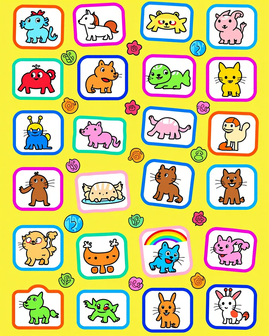 Playful Cartoon Animal Collection Rug