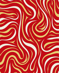 Crimson Cream Gold Flowing Waves Rug