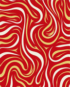 Crimson Cream Gold Flowing Waves Rug