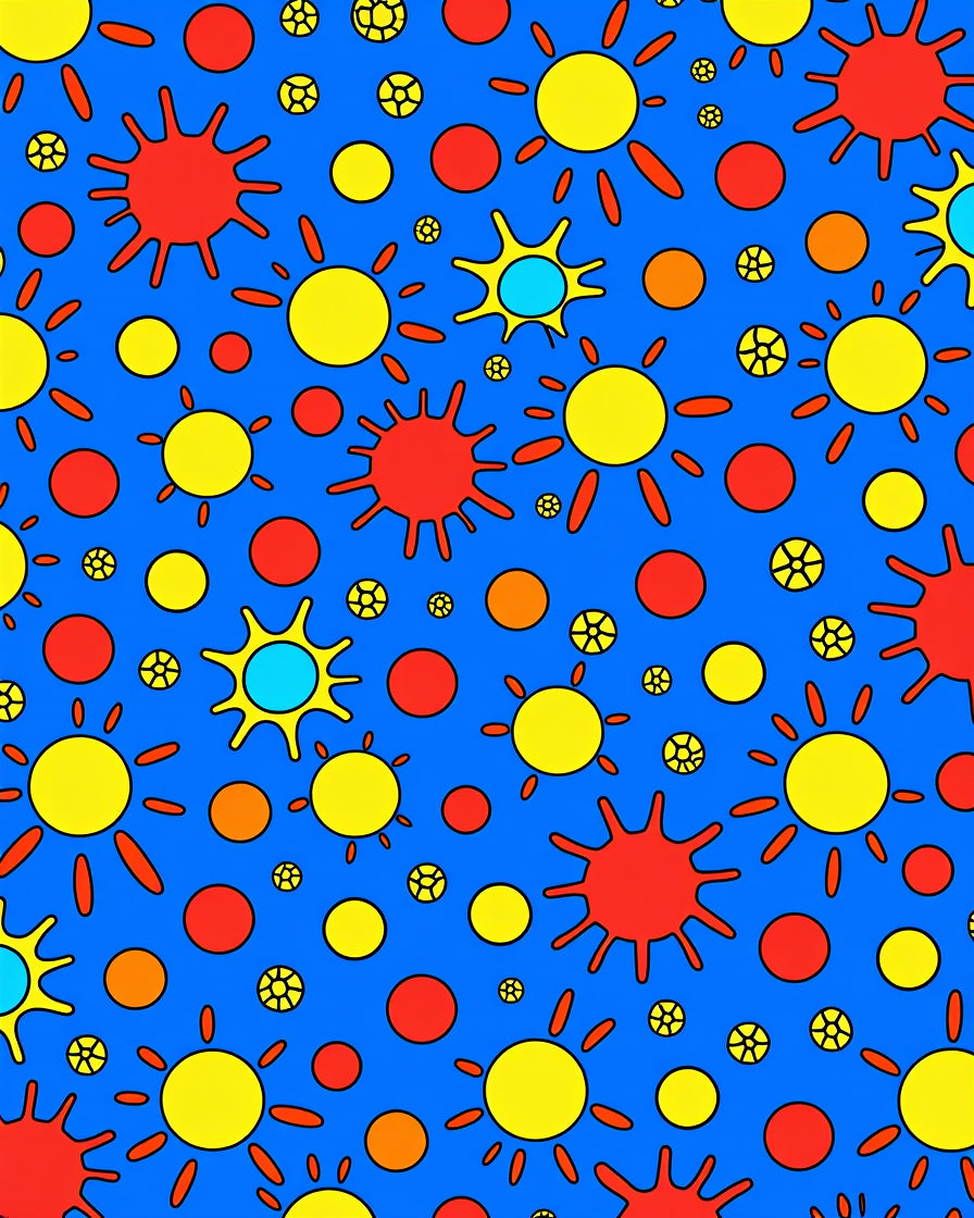Radiant Sunbursts and Orbs Rug