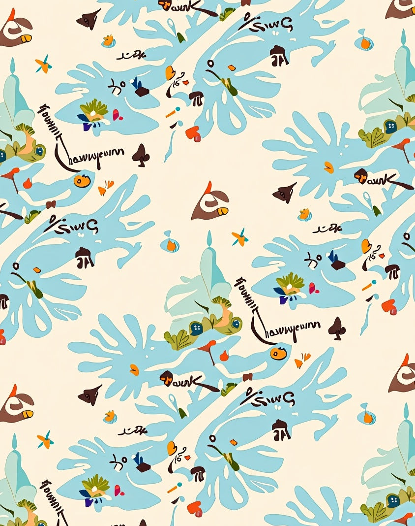 Whimsical Light Blue Abstract Flora Medley Rug