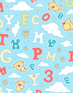 Whimsical Yellow Monster Alphabet Clouds Rug