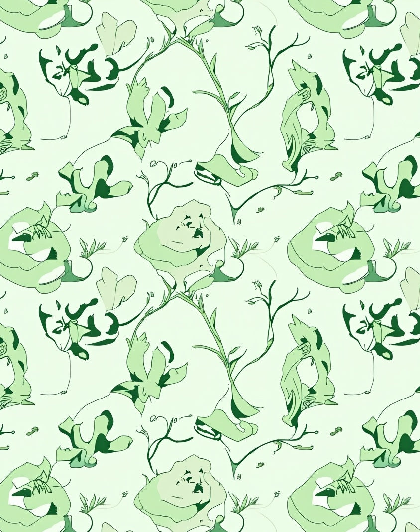 Light Green Organic Abstract Figures Rug