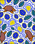 Whimsical Blue Orange Sea Life Rug