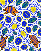Whimsical Blue Orange Sea Life Rug