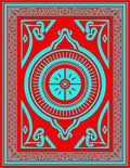 Crimson Cyan Mandala Sunburst Rug