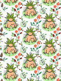 Whimsical Orange Floral Green Creature Rug