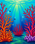 Vibrant Coral Reef Underwater Scene Rug
