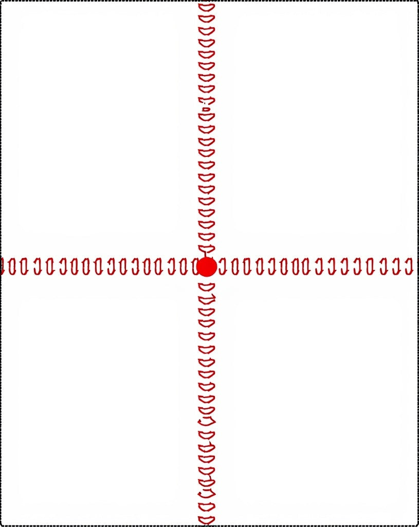 Red Abstract C-Shape Cross Rug