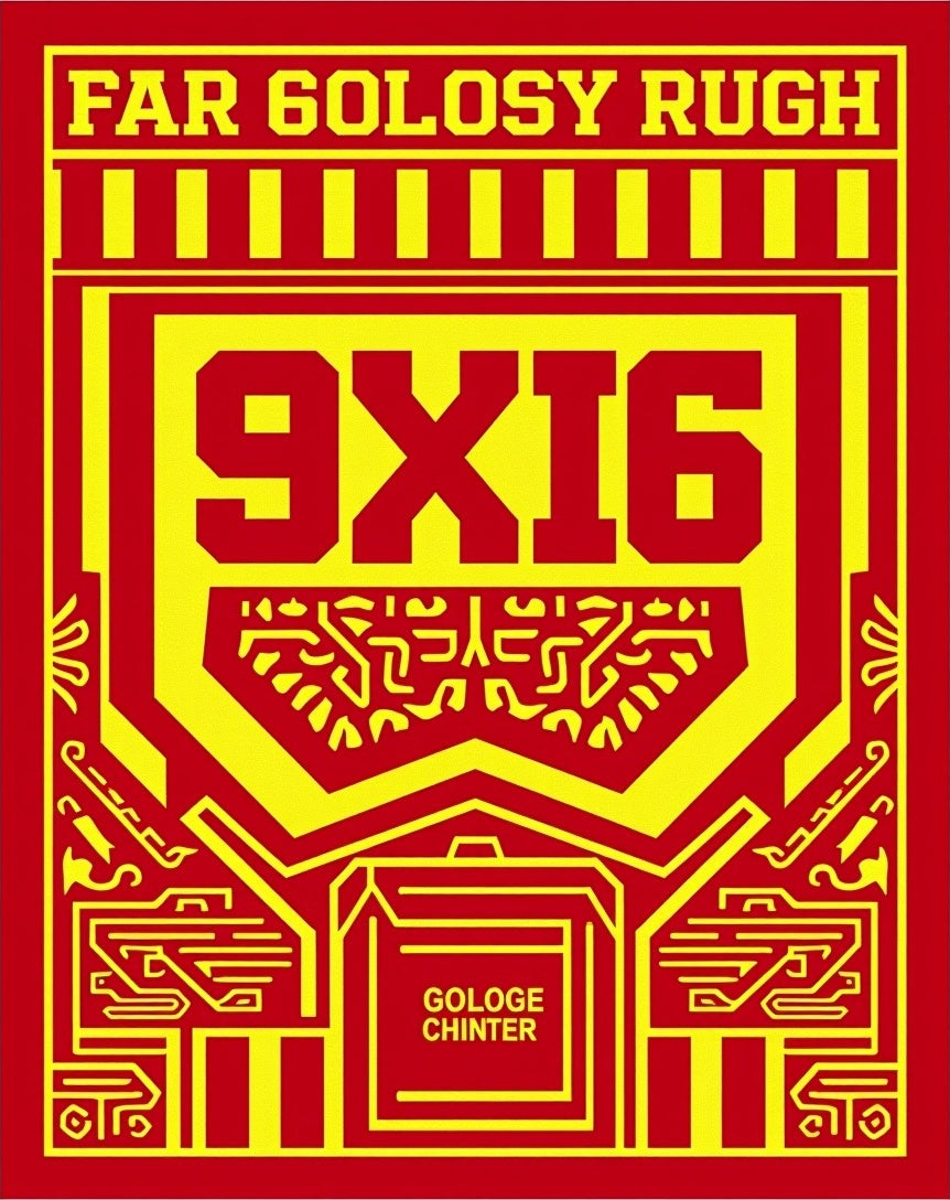 Red Yellow Bold Geometric Layout Rug