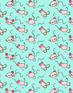 Cute Pink Mice Aqua Background Repeating Rug