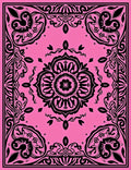 Pink Black Floral Medallion Swirl Rug