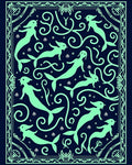 Aquatic Mermaids Neon Whimsical Navy Rug