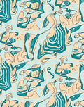 Abstract Teal Peach Organic Flow Rug