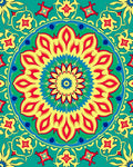 Vibrant Teal Floral Mandala Rug