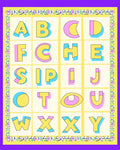 Alphabet Border Colorful Retro Art Rug