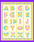 Alphabet Border Colorful Retro Art Rug