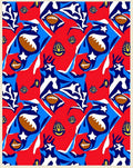 Bold Red Blue Football Stars Collage Rug